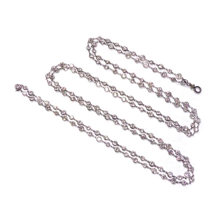 Spectacle set diamond long chain necklace